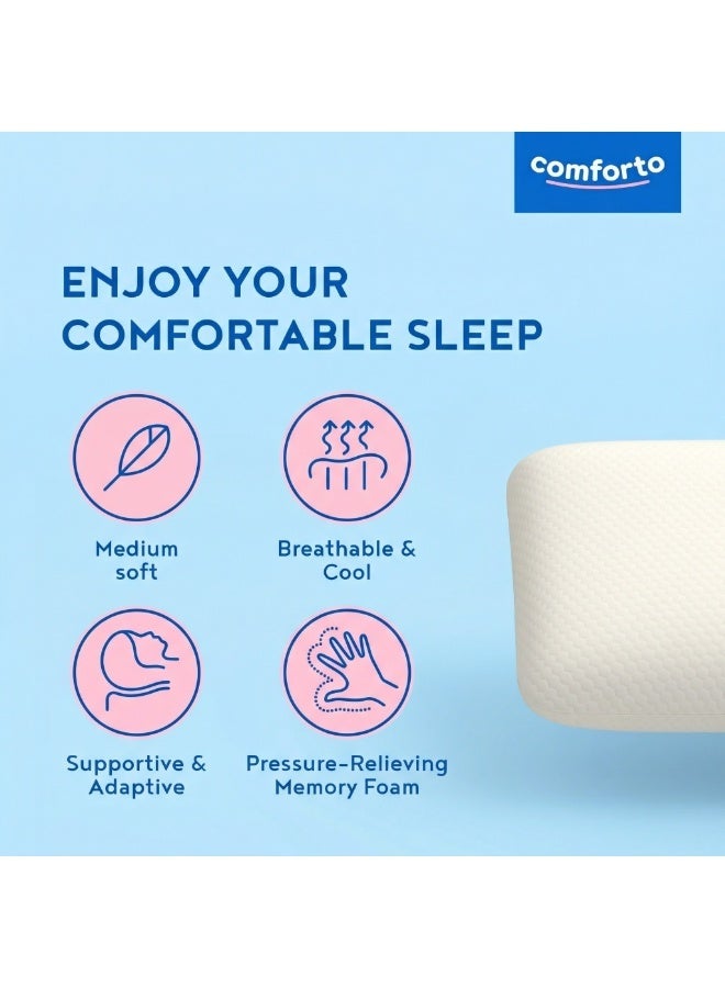 Comforto White Royal Memory Foam Pillow Large Size 70x45x14 Orthopedic Bed Pillow for Side Sleepers Cervical Neck Support Pillow for Luxury Comfort and Pain Relief - Image 5